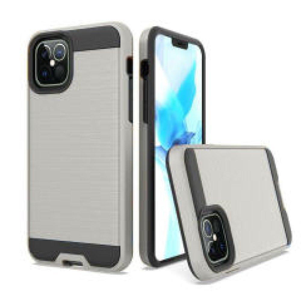 For Apple iPhone 13 / iPhone 14 6.1" Brushed Metallic Design Hybrid Case Cover - Image 2