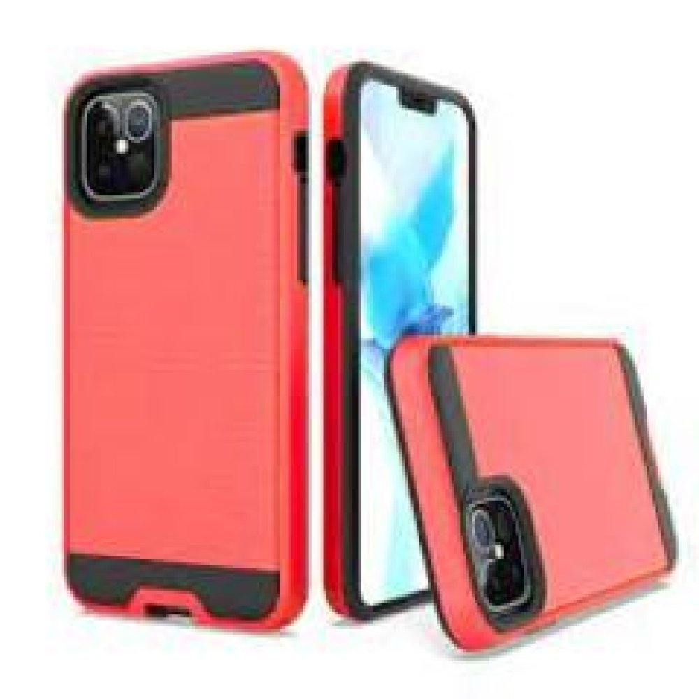 For Apple iPhone 13 / iPhone 14 6.1" Brushed Metallic Design Hybrid Case Cover