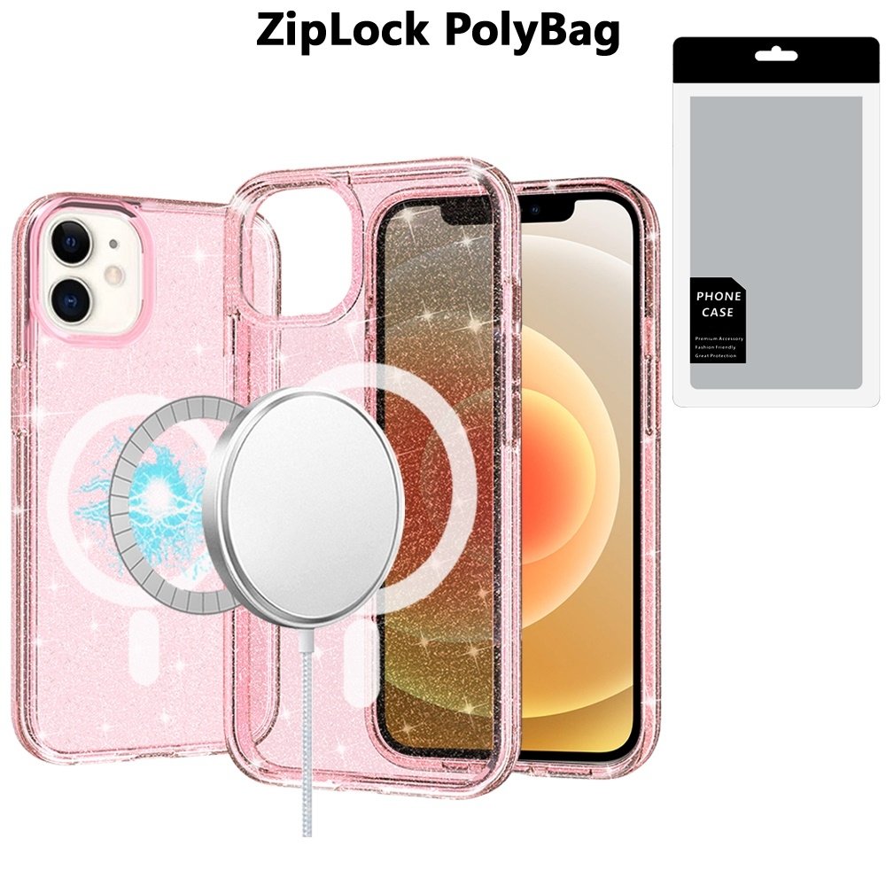 [PolyBag] For Apple iPhone 12 & iPhone 12 Pro Glitter Ultra Magnetic Circle Thick 3mm Transparent Hybrid - Image 3