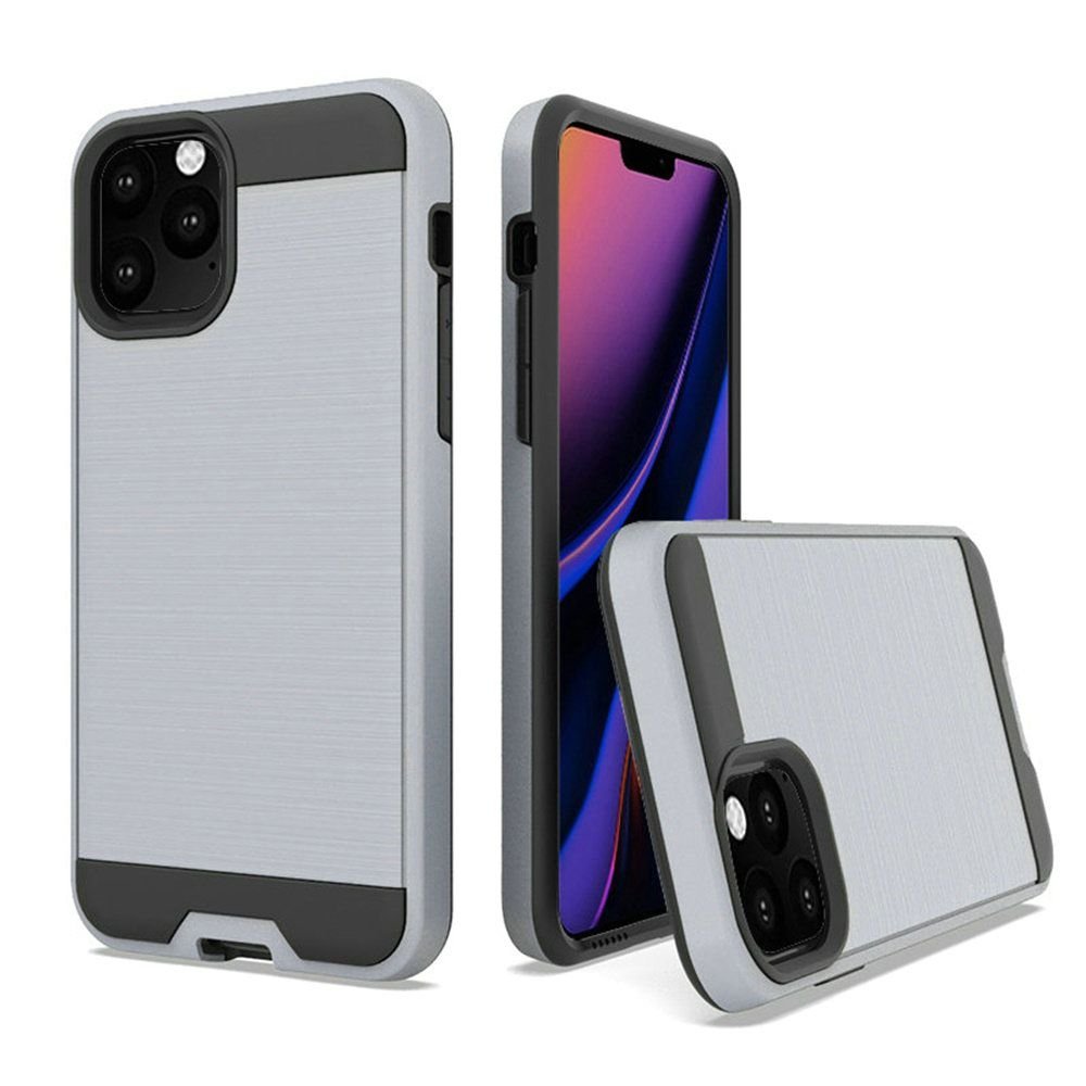 For Apple iPhone 11 Pro Max 6.5 Brushed Metallic Design Hybrid Case Cover - Image 3