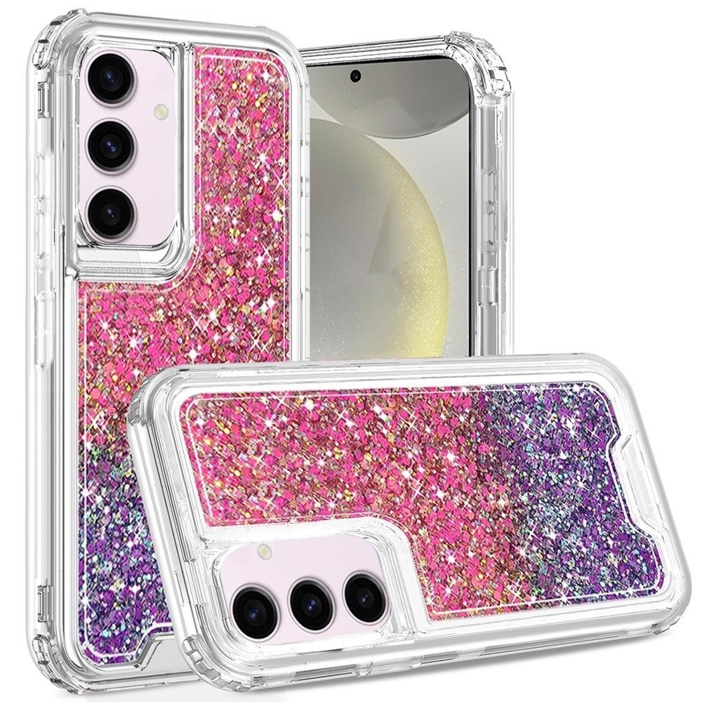 For Samsung Galaxy s25/s24 Epoxy Sticker Glitter 3in1 Shockproof Transparent Hybrid Case - Image 3