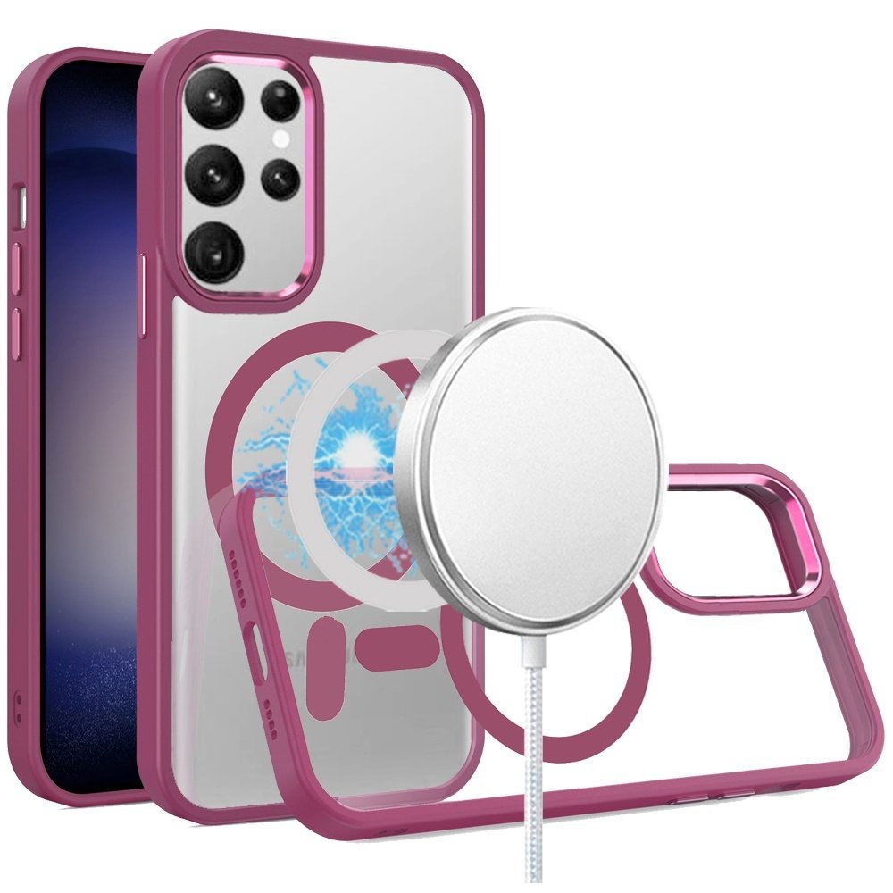For Samsung Galaxy s24 Ultra Greatest Clear Acrylic Magnetic Circle ShockProof ToughThick Metal Button Hybrid - Image 3