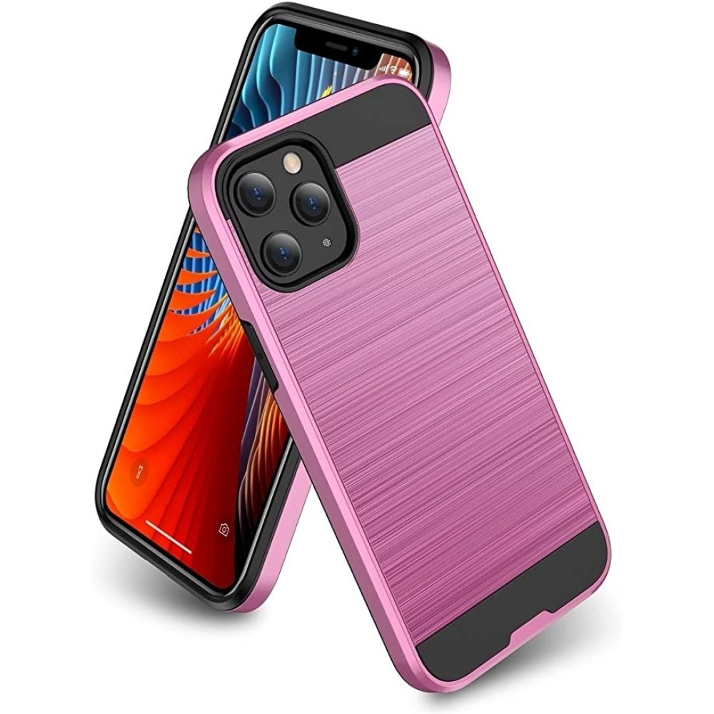 For Apple iPhone 14 PRO 6.1" Brushed Metallic Design Hybrid Case Cover - Image 2