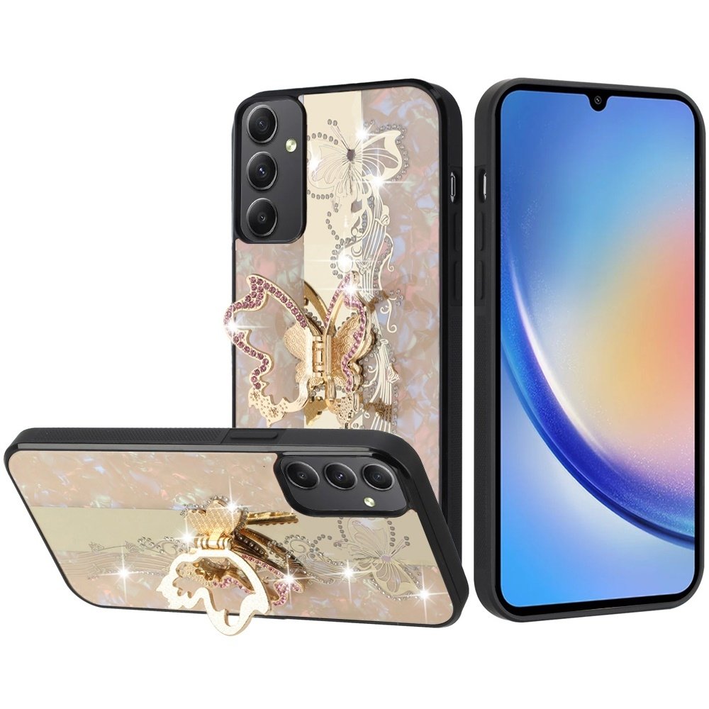 For Samsung Galaxy A15 5G SPLENDID Diamond Glitter Ornaments Engraving Case Cover Enchanted Butterfly - Image 3