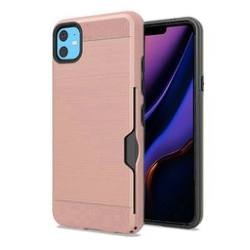 For Apple iPhone 12 / 12 Pro 6.1 Card Holder Tough Strong Hybrid Case Cover