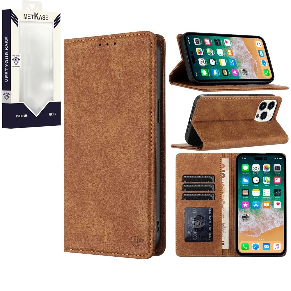 For MOTO G STYLUS 5G (2023) METKASE Wallet PU Vegan Leather ID Card Money Holder with Magnetic Closure in Slide-Out Package