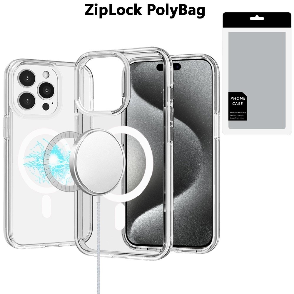 [PolyBag] For Apple iPhone 15 Pro Max Sturdy Ultra Magnetic Circle Thick 3mm Transparent Hybrid - Image 2