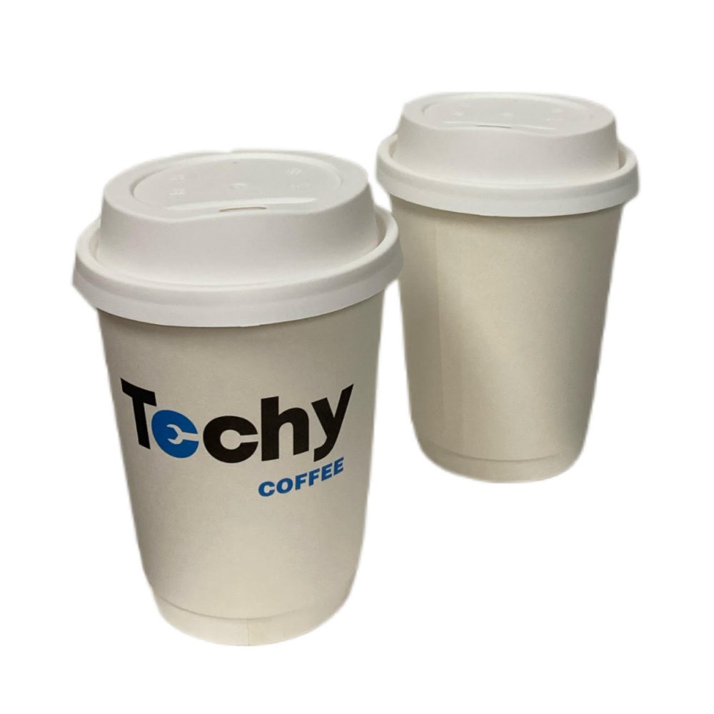 Techy Coffee Cups With Lids Disposable 12 oz - Image 2
