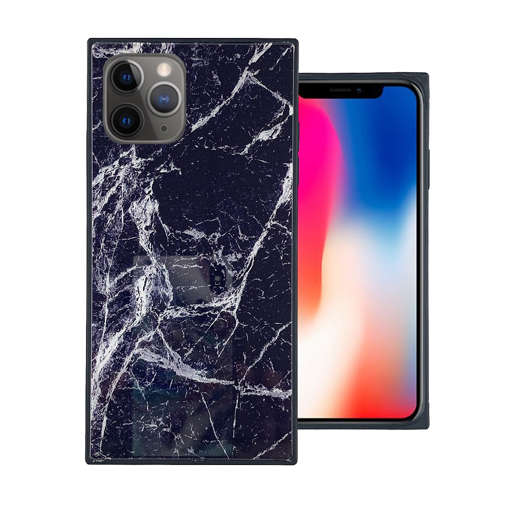 For Apple iPhone 11 Pro Max 6.5 Square Tempered Glass Design Hybrid Case Cover - Image 2