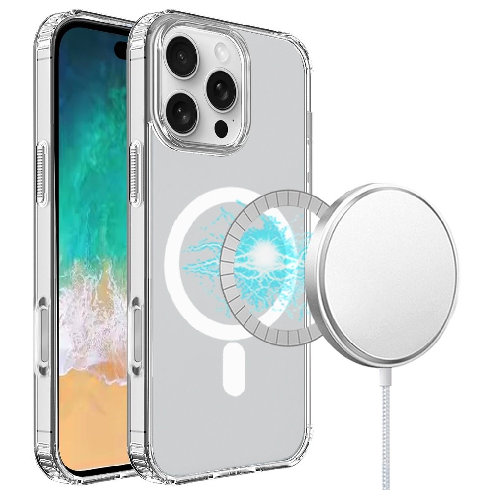 For Apple iPhone 16 Pro Max 6.9 inch TRUE Transparent Magnetic Circle Shockproof Hybrid