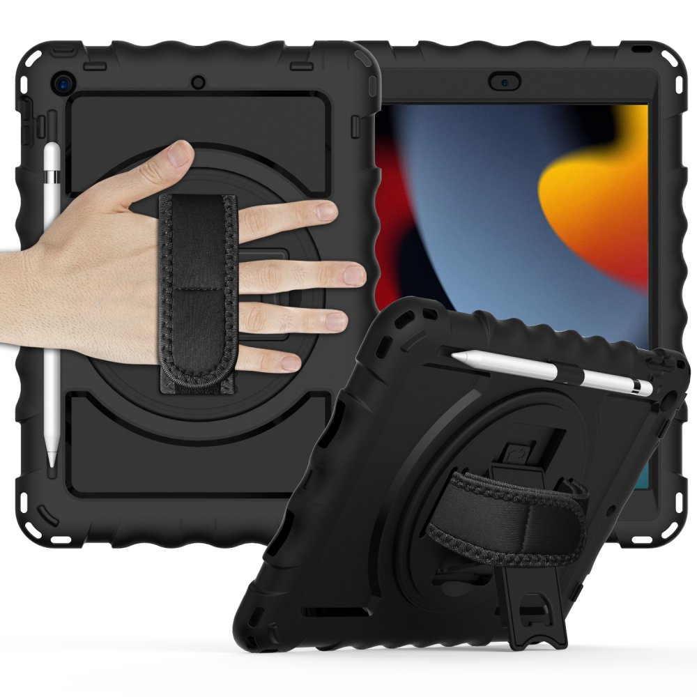 For Apple iPad 9th 8th 7th Gen 10.2 inch Tablet Complete 360 Tough Hybrid Kickstand with Shoulder Hand Strap - Image 5
