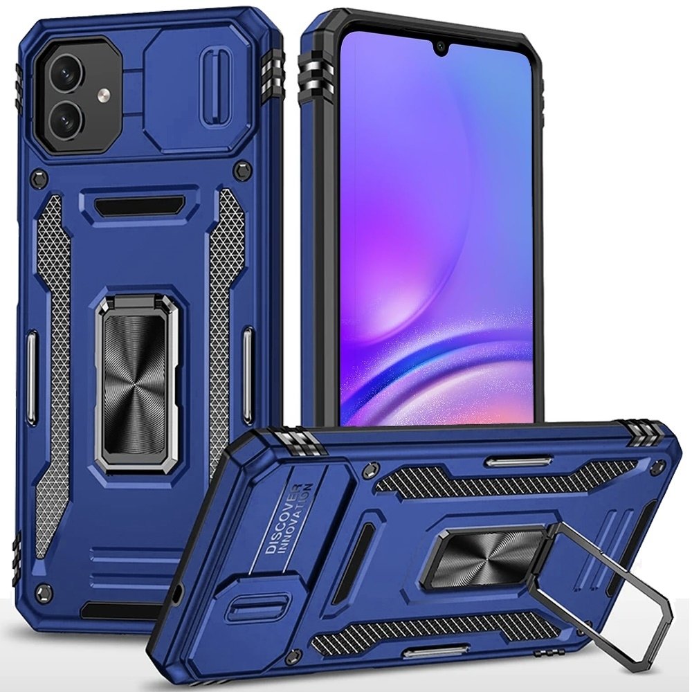 For Samsung Galaxy A05 Utter Tough Metal Ring Movable Camera Window Hybrid Case Cover