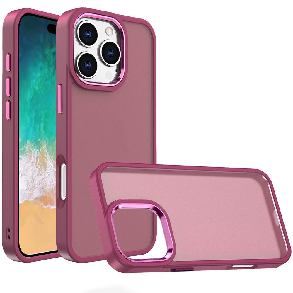 For Apple iPhone 16 Pro Max 6.9 inch Polished Oil Thick Acrylic Metal Button Hybrid Case Cover - Image 4