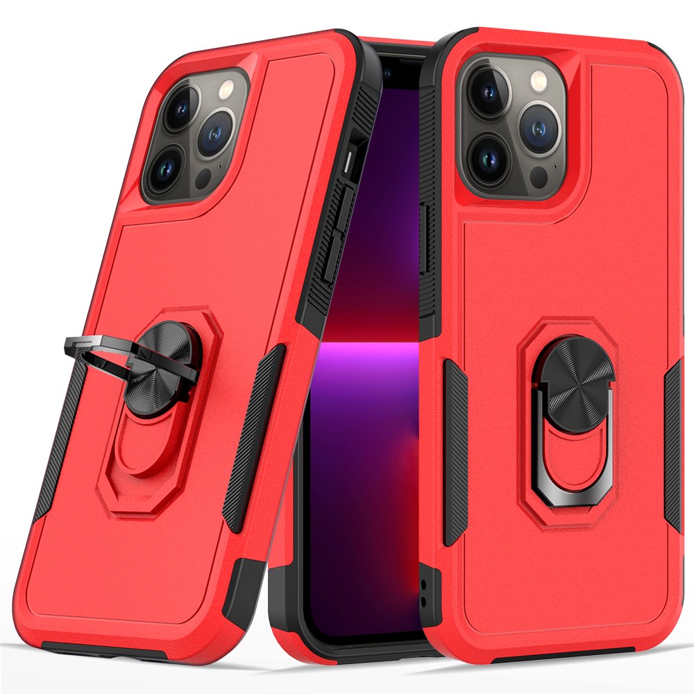 For Moto G Play 2023, G Pure, G Power (2022) Perfect Tough Thick Hybrid With Metal Ring Stand Cover Case