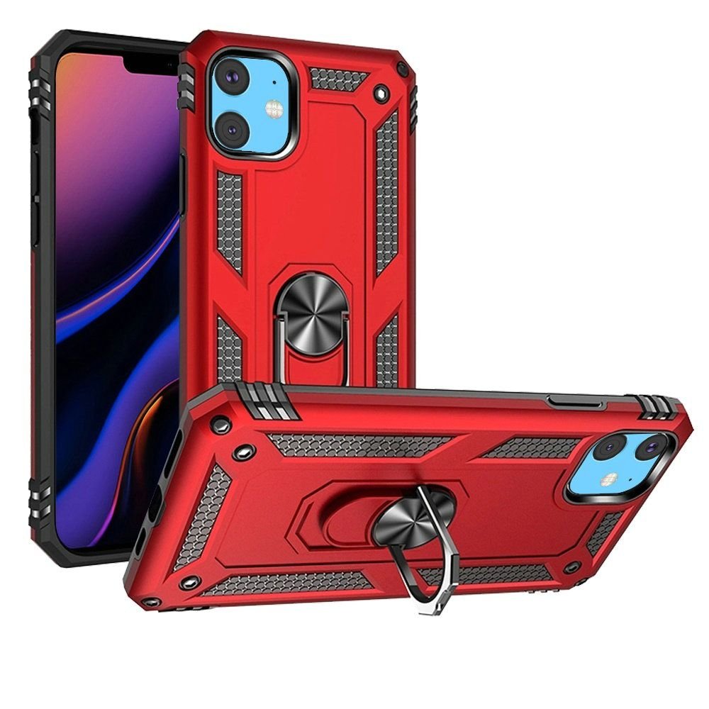 For iPhone 15 Pro Ring Magnetic Kickstand Hybrid Case Cover - Image 2
