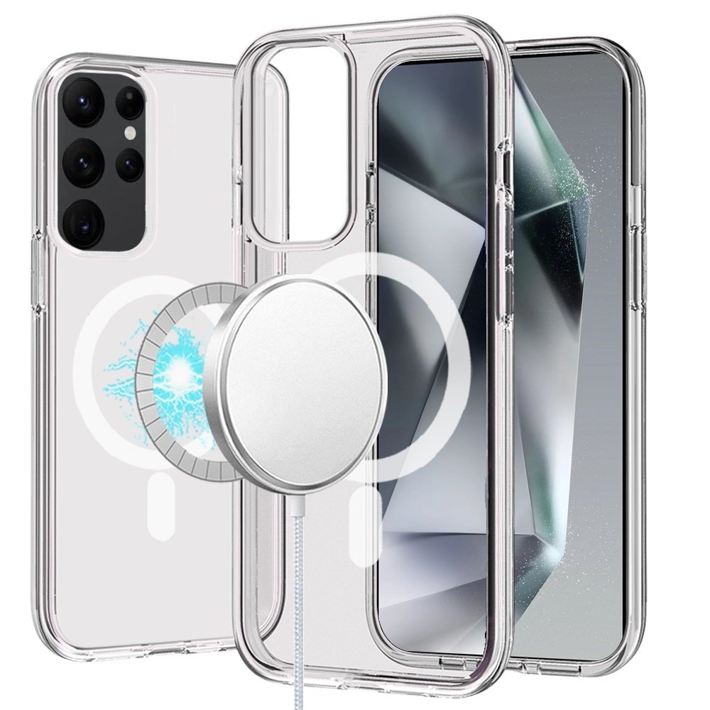 For Samsung Galaxy S24 Ultra Sturdy Ultra Magnetic Circle Thick 3mm Transparent Hybrid Case Cover - Image 2