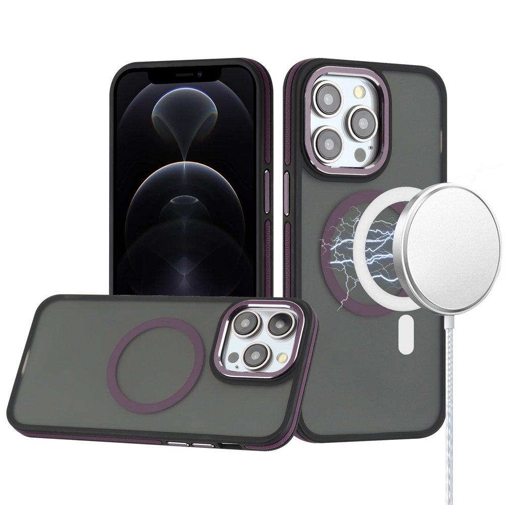 For Apple iPhone 12 Pro Max 6.7 Royal Magnetic Ring Skin-Touch HQ Metal Buttons/Camera Lip Hybrid - Image 2