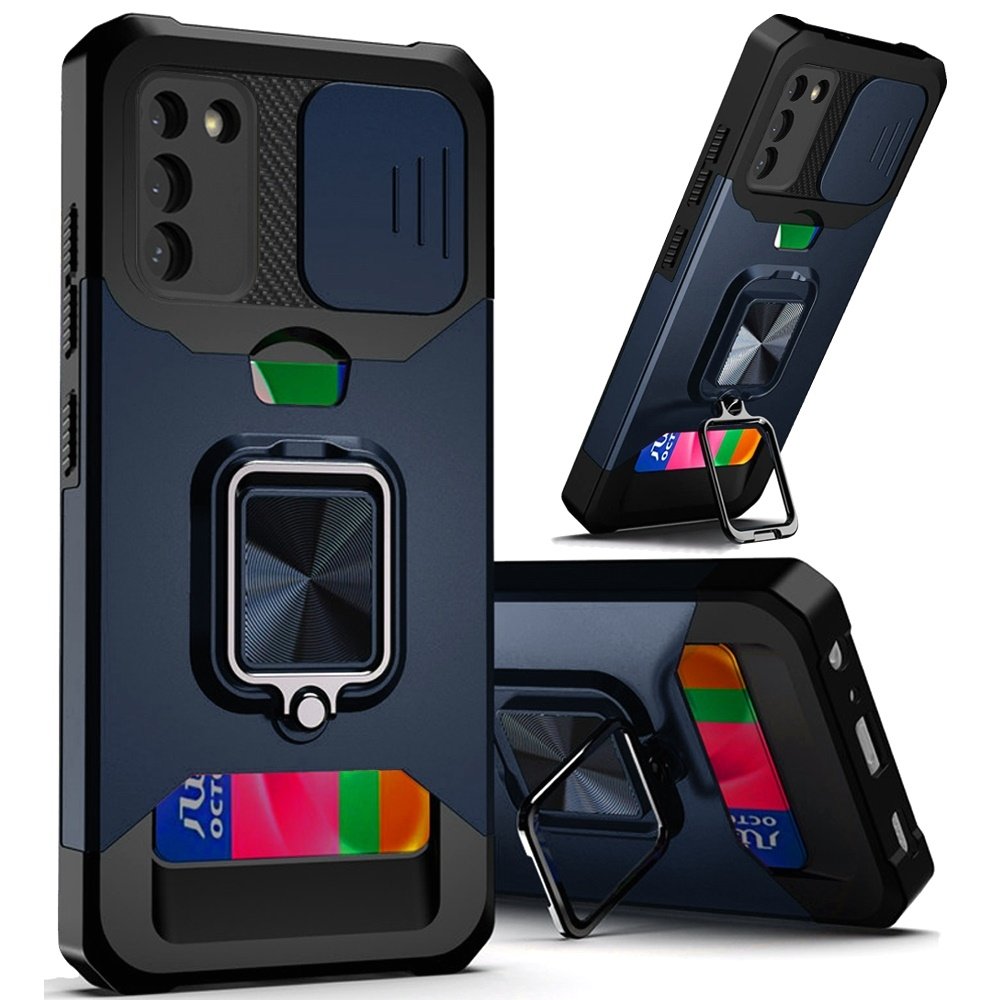 For Samsung Galaxy S21/S30 6.3inch Multi-Functional Card Magnetic Ring Stand Hybrid Camera Case Cover - Image 2