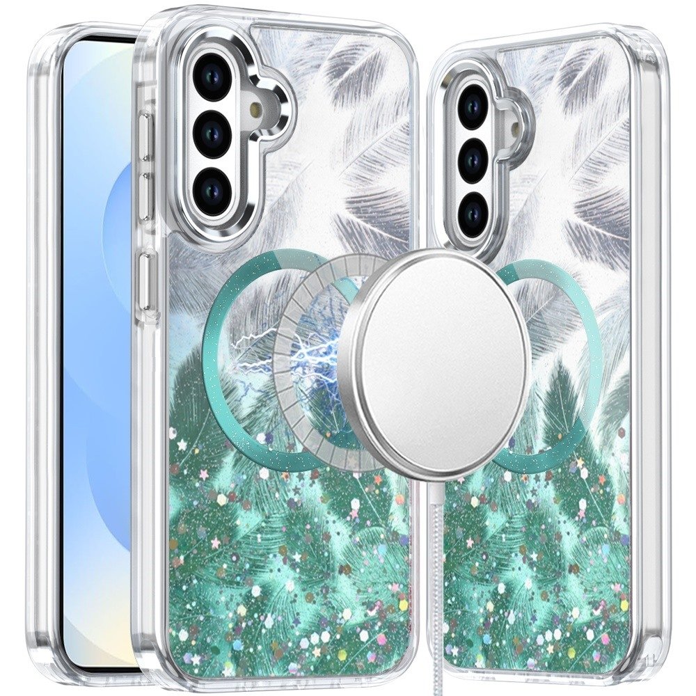 For Samsung Galaxy s25/s24 Epoxy Glitter Shimmer Magnetic Circle Hybrid Case - Image 2
