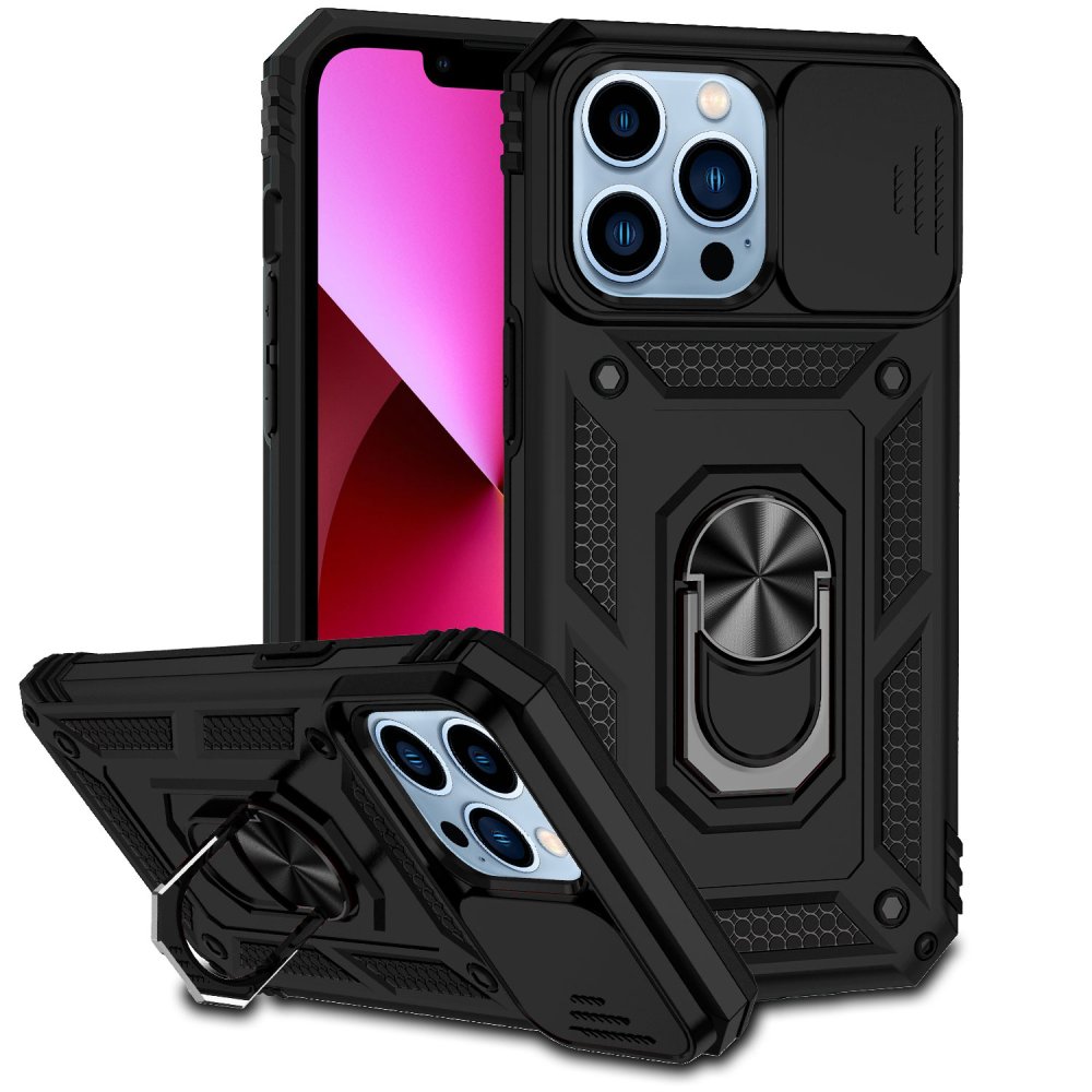 For Apple iPhone 13/14 Well Protective Magentic Ring Stand Camera Protective Cover Case