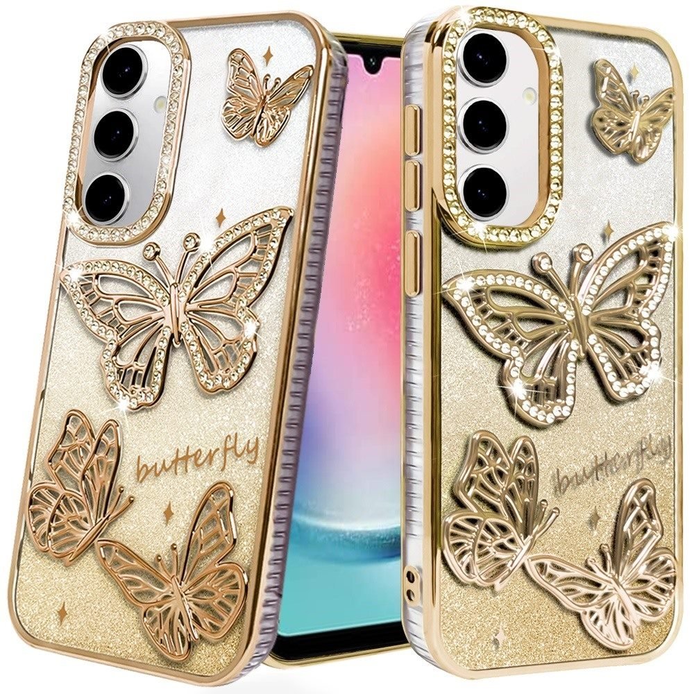 For Samsung Galaxy A26 Butterfly Freedom Shimmer Glitter Thick TPU Case Cover - Image 2
