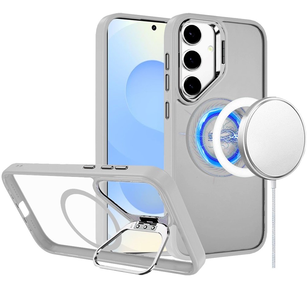 For Samsung Galaxy s25/s24 Fearless Tough HQ Metallic Hybrid with Camera Ring Stand Magnetic Circle Case