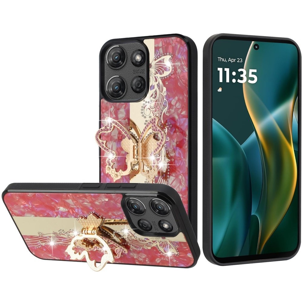 For Moto G Stylus 5G 2025 SPLENDID Diamond Glitter Ornaments Engraving Case Cover Enchanted Butterfly - Image 2