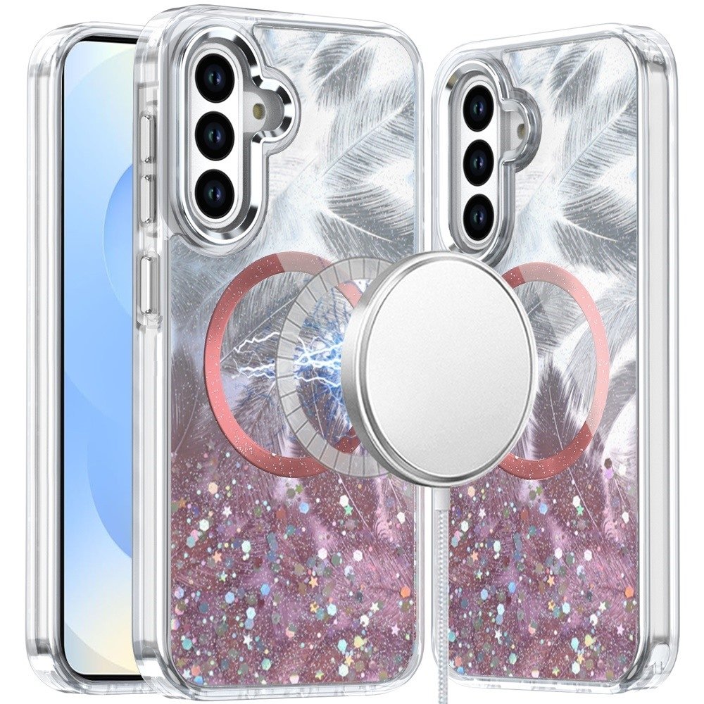 For Samsung Galaxy s25/s24 Epoxy Glitter Shimmer Magnetic Circle Hybrid Case - Image 3