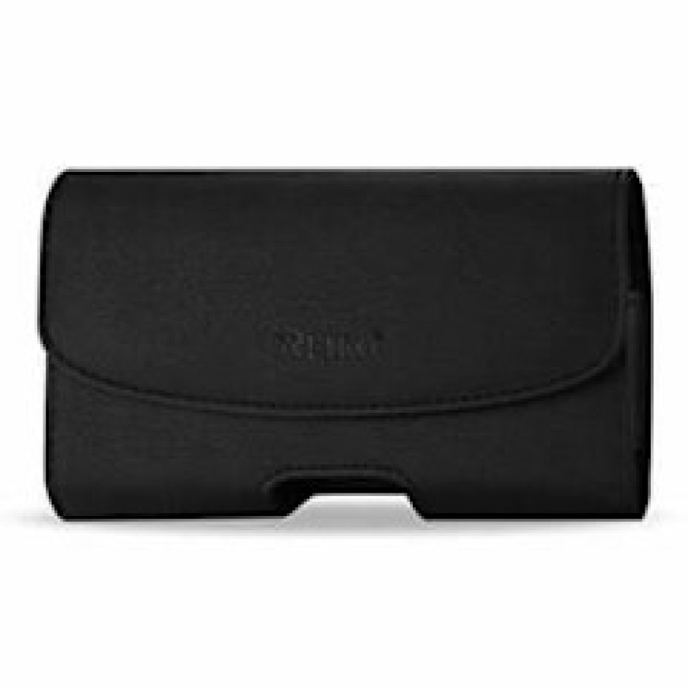 Techy Horizontal Leather Black Pouch - Image 3