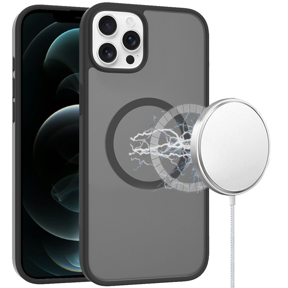For Apple iPhone 12 Pro Max 6.7 Magnetic Circle Smooth Safe Matte Feel Hybrid Case
