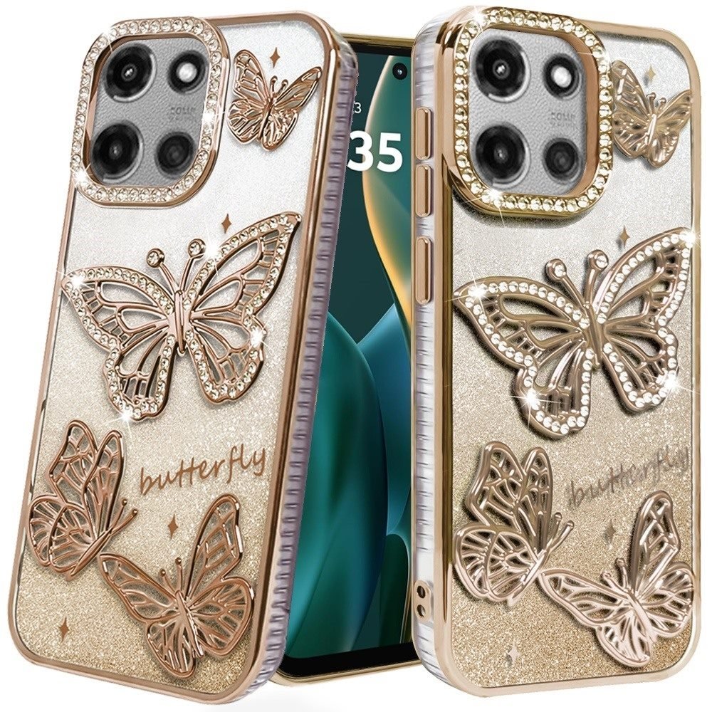 For Motorola Moto G Stylus 5G (2025) Butterfly Freedom Shimmer Glitter Thick TPU Case Cover - Image 4