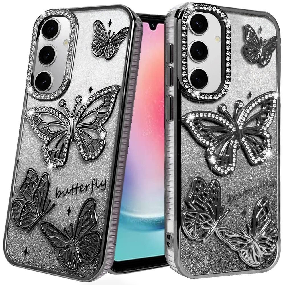 For Samsung Galaxy A26 Butterfly Freedom Shimmer Glitter Thick TPU Case Cover
