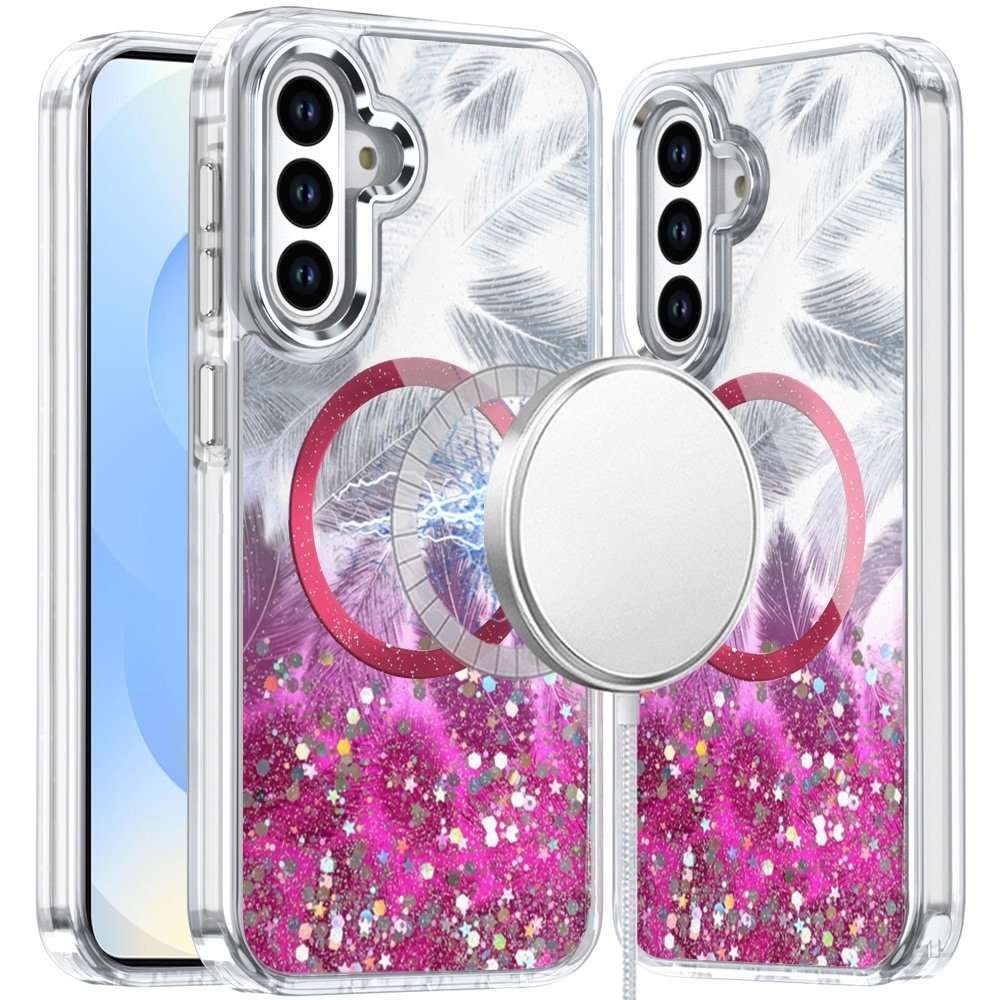 For Samsung Galaxy s25/s24 Epoxy Glitter Shimmer Magnetic Circle Hybrid Case - Image 4