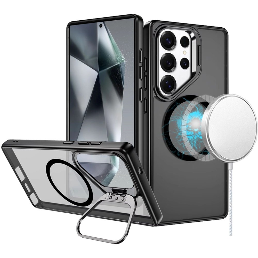 For Samsung Galaxy s24 Ultra Fearless Tough HQ Metallic Hybrid with Camera Ring Stand Magnetic Circle Case - Image 4