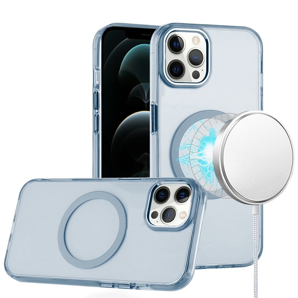 For Apple iPhone 12 Pro Max 6.7 Magnetic Circle Ring Transparent Premium Acrylic with Metal Buttons & Camera Raised Lip - Image 3