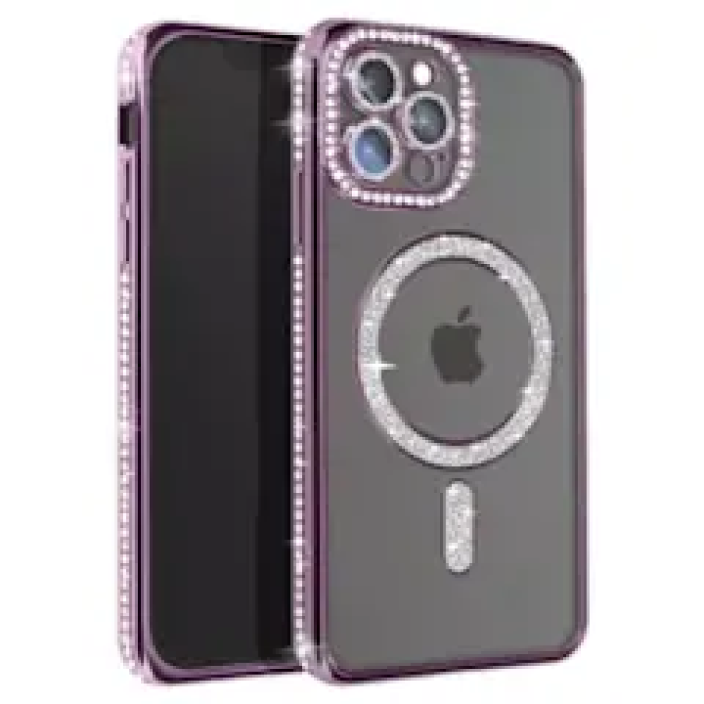 For Apple iPhone 16 Pro Luxury Diamond Soft TPU Magnetic Case - Image 3