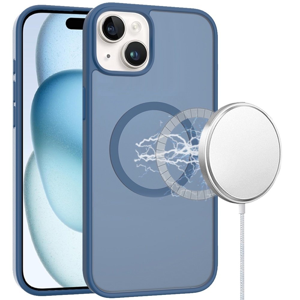 For Apple iPhone 15 Plus Magnetic Circle Smooth Safe Matte Feel Hybrid Case