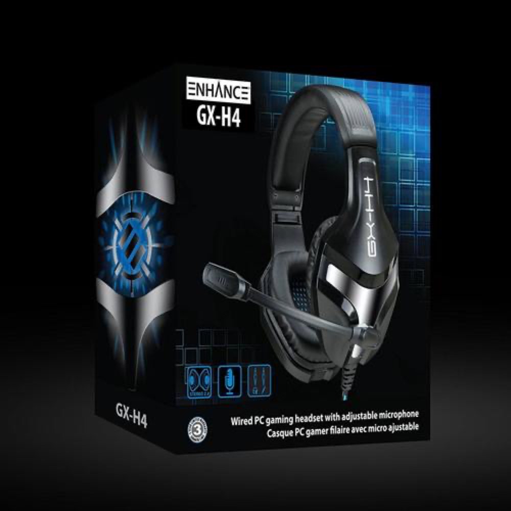 Enhance GX-H4 Computer Gaming Headset with Microphone - Braided Cable, Noise Isolating Headphones, Comfort Design Headband - Connect with 3.5mm AUX - INFILTRATE Series
