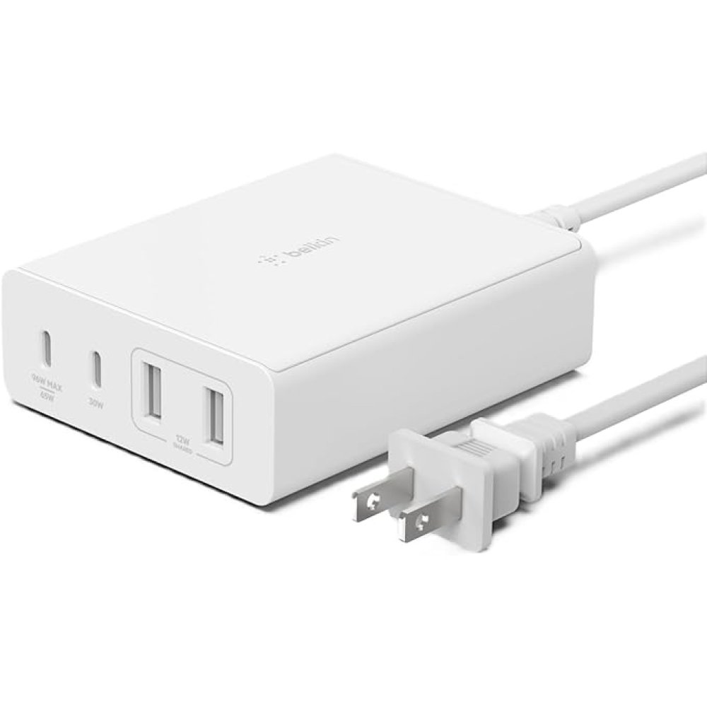 Belkin 4-Port GaN Charger  Multi-Port Desktop Charger Block w/ USB-C PD Fast Charge & USB-A Ports