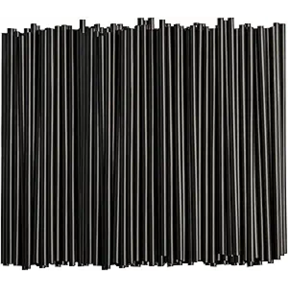 Plastic Black Straw Unwrapped 7.75'' Pack of 300