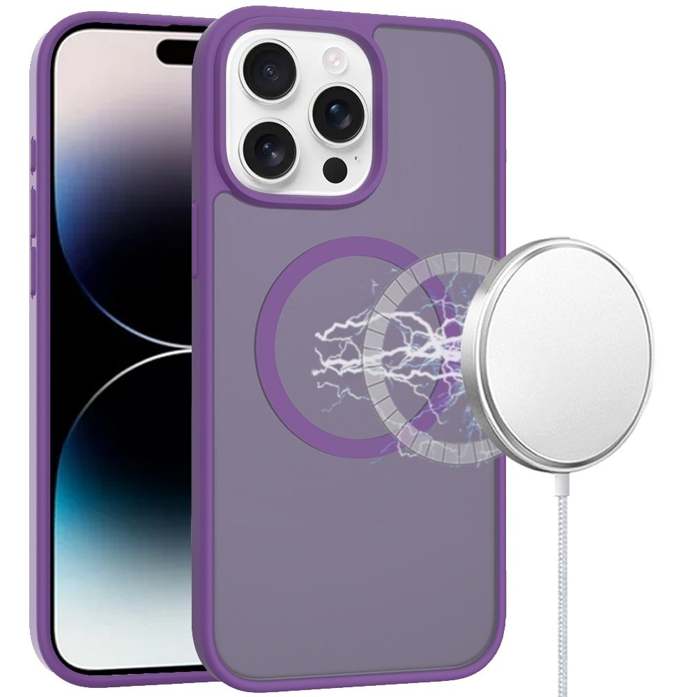 For Apple iPhone 14 PRO MAX 6.7" Magnetic Circle Smooth Safe Matte Feel Hybrid Case - Image 5