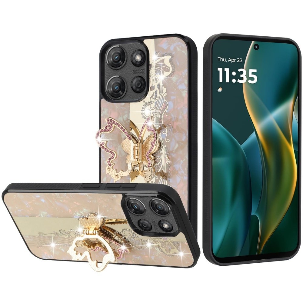 For Moto G Stylus 5G 2025 SPLENDID Diamond Glitter Ornaments Engraving Case Cover Enchanted Butterfly - Image 3