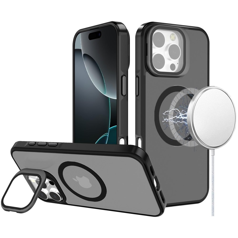 For  Apple iPhone 16 Pro 6.3 inch Frame Aluminium Camera Stand Metallic Buttons Magnetic Circle Tough HQ Hybrid Case - Image 3