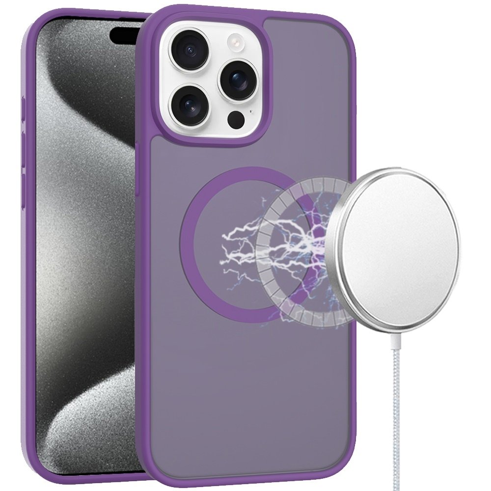 For Apple iPhone 15 Pro Max Magnetic Circle Smooth Safe Matte Feel Hybrid Case - Image 2