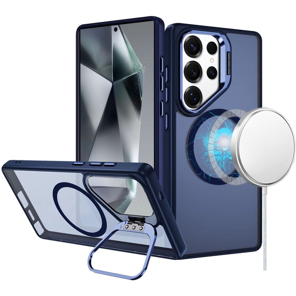 For Samsung Galaxy s24 Ultra Fearless Tough HQ Metallic Hybrid with Camera Ring Stand Magnetic Circle Case