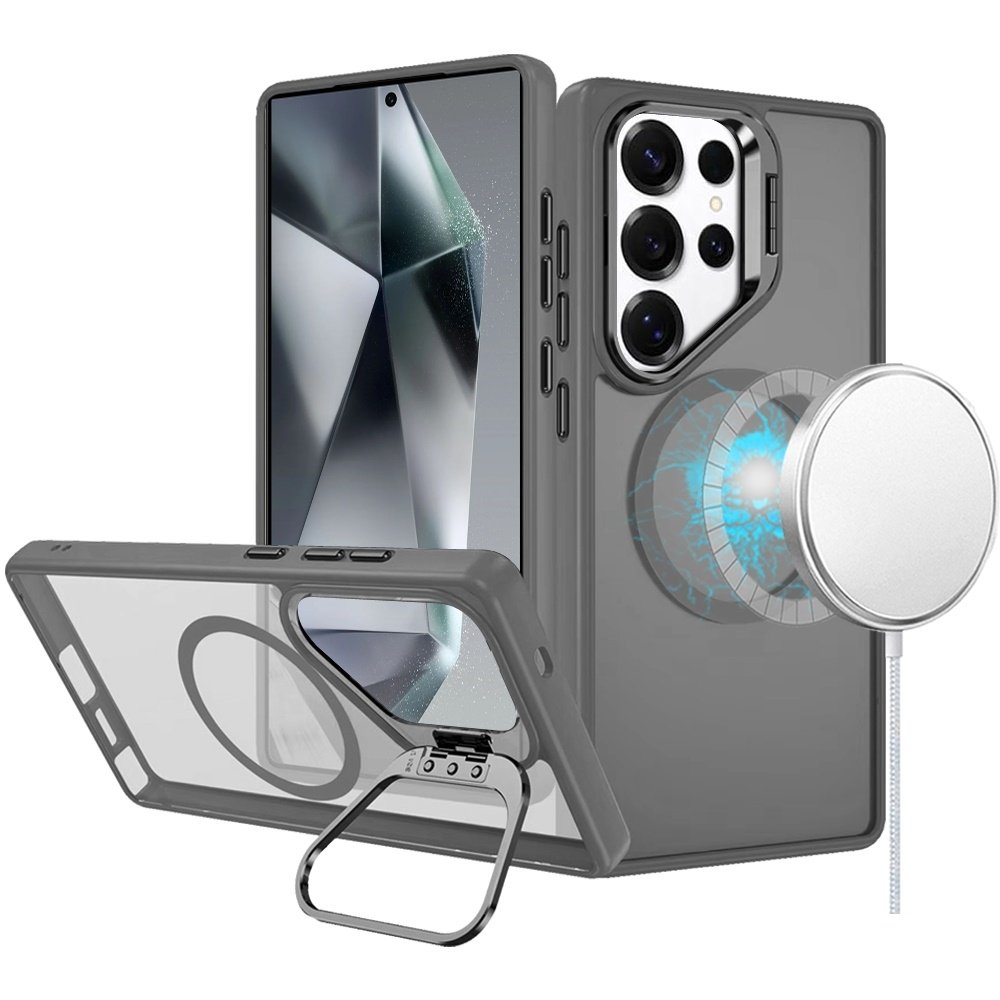 For Samsung Galaxy s24 Ultra Fearless Tough HQ Metallic Hybrid with Camera Ring Stand Magnetic Circle Case - Image 2