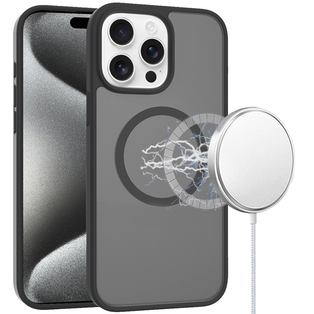 For Apple iPhone 15 Pro Max Magnetic Circle Smooth Safe Matte Feel Hybrid Case - Image 3