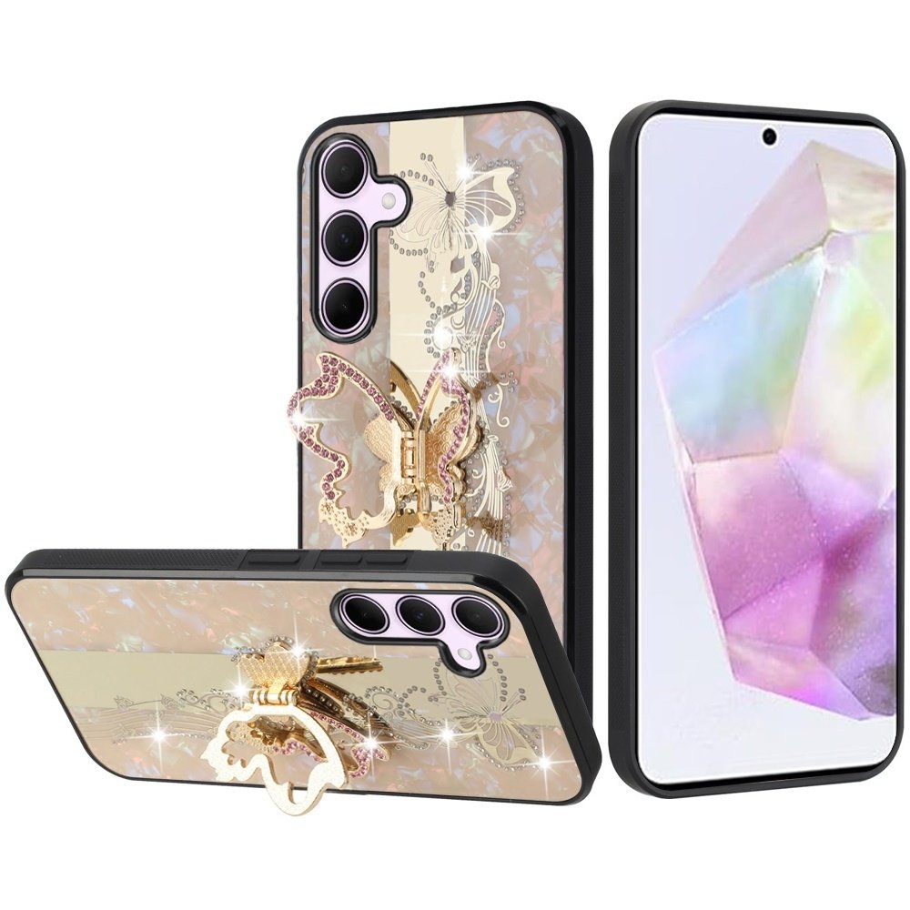 For Samsung Galaxy A36 SPLENDID Diamond Glitter Ornaments Engraving Case Cover Enchanted Butterfly - Image 2