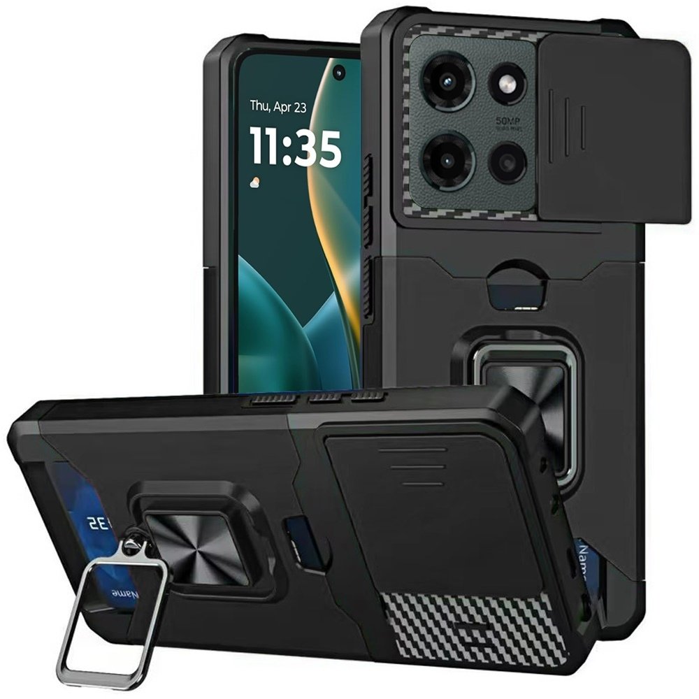 For Moto G Stylus 5G 2025 Multi-Functional Card Magnetic Ring Stand Hybrid Camera Case Cover - Image 3