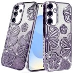 For Samsung Galaxy s25/s24 Shimmer Glitter Floral Design Thick TPU Case Cover